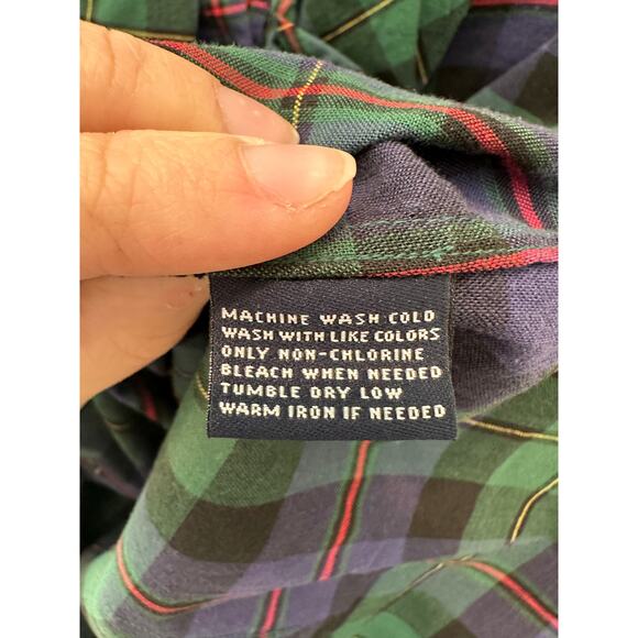 🆕 AMERICAN LIVING | Green Plaid Tuxedo Ruffle Classic Long Sleeve Blouse |Small - Picture 7 of 7